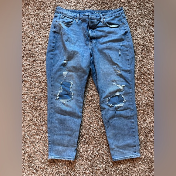 Old Navy High Rise OG Straight Size 14 Distressed Blue Jeans for Women #1832 - Picture 1 of 6